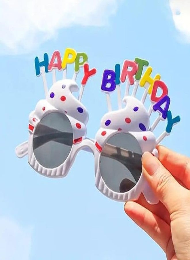 وي3 نظارات واقية مزخرفة لحفلات أعياد الميلاد من we3 للأطفال والكبار، نظارات بلاستيكية ملونة بتصميم عيد ميلاد سعيد، دعائم مرحة لجلسات التصوير (عبوة من 4 قطع، أبيض) - Image 5